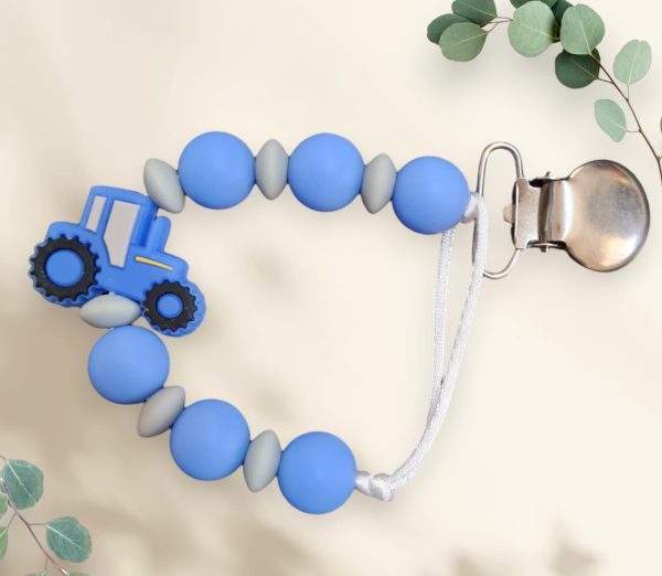 Blue Tractor Silicone Dummy Clip